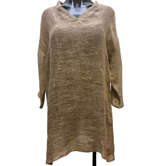 Linen Amber Linen Blouse Brown M - Picture 1 of 4